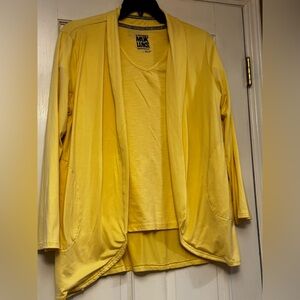 Muk Luks Sunny Yellow Short Sleeve Tee and Matching Cardigan